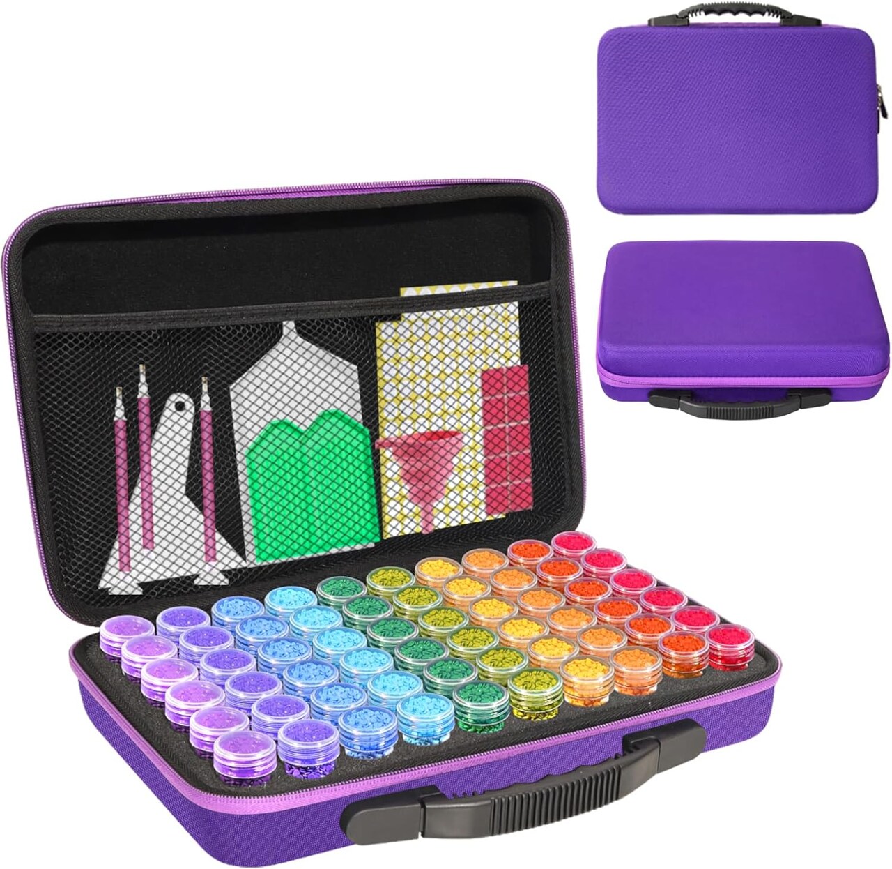 Diamond Painting Storage Containers,60 Slots Diamond Painting Accessories Kits Diamond Art Accessories and Tools for Craft Jewelry Rhinestones Bead Organizer (Purple)
